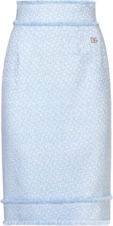 Dolce & Gabbana DNA appliqu&eacute;-logo tweed straight skirt - women - Viscose/Silk/Polyamide/Spandex/Elastane/Virgin Wool - 40 - Blue