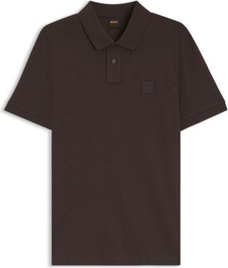 BOSS Stretch-cotton slim-fit polo shirt with logo patch