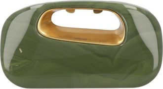 Cult Gaia Glossy Green Acrylic Clutch with Integrated Handle