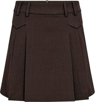 Co'Couture Luna CC Plooi Mini Rok - Dames - Korte rokken - Bruin - S - Rokken