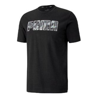 Puma Rebel Camo Printing Short Sleeve Couple Style Black 582781-01