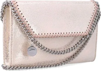 Stella McCartney Chain-Trimmed Metallic Clutch - Pink