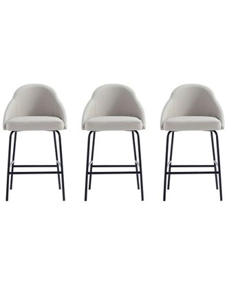 Manhattan Comfort Set Of 3 Gracie Modern Leatherette Counter Stools With Steel Legs