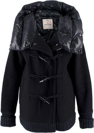 Moncler Navy Cerdus Wool Puffer Coat Size M