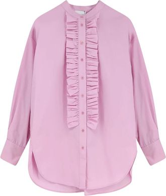 Nude Ruffled Cotton Blouse - female - NUDE - Blouses - Pink - XS - Blouses & Shirts