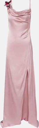 Blumarine Abito lungo in raso con applicazioni