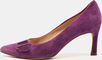 Tod's Tods Purple Suede Buckle Pumps