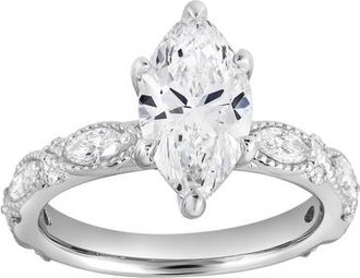 LuvMyJewelry Althea 14K Gold 2.6 Ct Marquise Lab Grown Diamond Engagement Ring in 14K White Gold at Nordstrom, Size 7