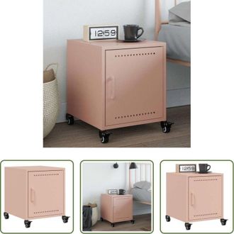 vidaXL vidaXL Comodino con ruote - Comodino Rosa 36x38,5x43,5 cm in Acciaio