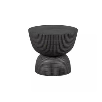 Woood Mesa de centro redonda de hormig&oacute;n marr&oacute;n