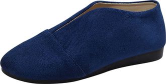 Generic Womens Flat Shoes Comfortable Pumps Shoes Pointed Toe Solid Color Lightweight Classic Breathable Slip On Casual Shoe Work Holiday Blue