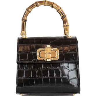 Persaman New York Ellie Croc Embossed Top Handle Bag in Black at Nordstrom Rack