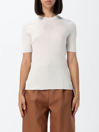 Fendi Maglia a maniche corte in cotone a coste con monogramma FF