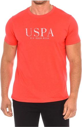 U.S.Polo Association T-shirt met korte mouwen en geribbelde ronde hals - Heren - T-shirts - Rood - M - Katoen - Tops