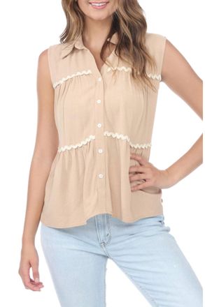 She + Sky Hollys Sleeveless Top In Beige