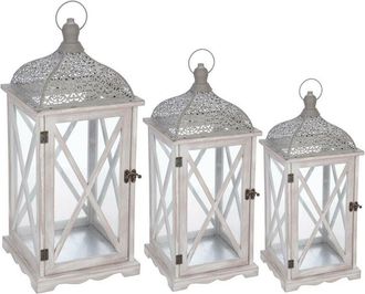 Atmosphera Set di 3 lanterne Iside in legno naturale Atmosphera créateur dintérieur