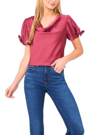 CeCe by Cynthia Steffe Bow Sleeve Cowl Neck Satin Charmeuse Top in Fresh Berry at Nordstrom, Size X-Small