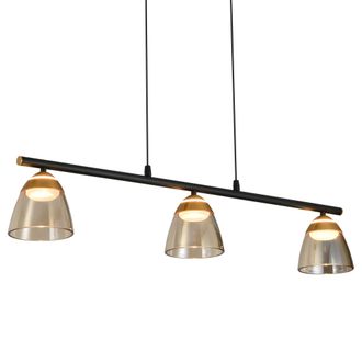 VONN Lighting Roma VAC3293BL 36 3-Light Height Adjustable Pendant Lighting Integrated LED Black Linear Chandelier with Glass Shades
