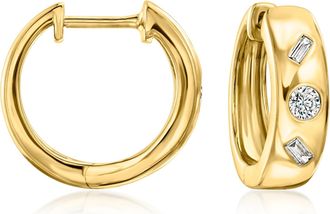 Ross-Simons Multi-Shaped Lab-Grown Diamond Hoop Earrings in 18kt Gold Over Sterling