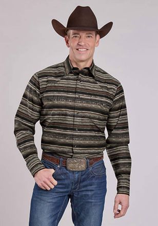 Roper Mens Long Sleeve Shirt In Distressed Aztec
