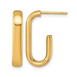 Diamond2Deal 18K Yellow Gold J- Shape Hoop Post Earrings