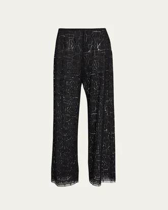 Leset Daniel Wide-Leg Lace Pants