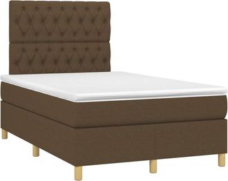 vidaXL Cama Box Spring Con Colch&oacute;n Y Led Tela Marr&oacute;n Oscuro 120x200 Cm Vidaxl