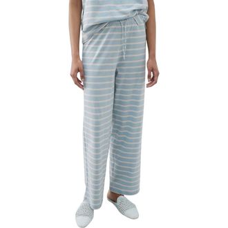 Mango Stripe Cotton Pajama Pants in Blue at Nordstrom, Size Medium