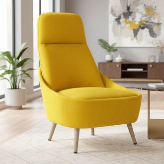 Serena Silla De Oficina Dcelli, Silla De Espera De Oficina, Silla De Espera Ergon&oacute;mica, 77x65h100 Cm, Amarillo - Dmora