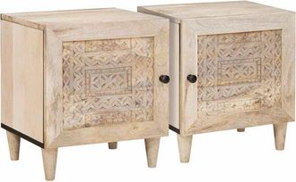vidaXL Bedside Table 2 pcs Beige 40 x 33 x 46 cm Solid mango wood vidaXL