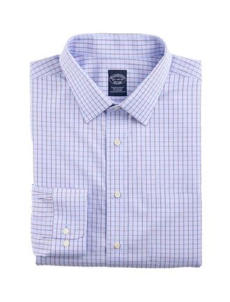 Brooks Brothers Big & Tall Non-Iron Glen Plaid Dress Shirt V2 in Blue at Nordstrom, Size 18.5 - 36