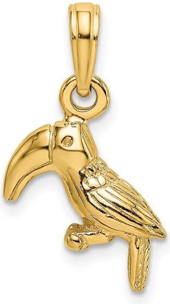 Diamond2Deal 10k Yellow Gold 3-D Textured/Polished Toucan Bird Charm Pendant