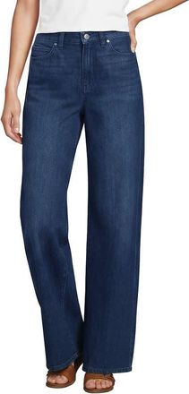 Lands End Rigid Denim Mid Rise Baggy Jeans in Dark Indigo Blue Wash at Nordstrom, Size 12