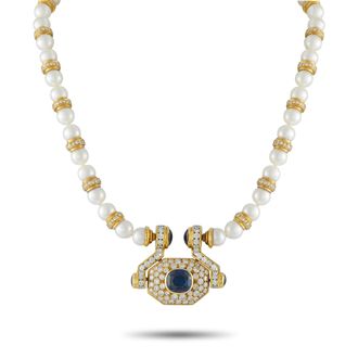 Luxury Bazaar 18K Yellow Gold 7.0ct Diamond and Sapphire Statement Necklace MF37-031726