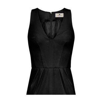 Elisabetta Franchi Sleeveless Tops, female, Black, Size: L Crepe Dress