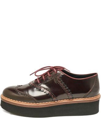 Tod's pre-owned leather platform oxford shoes - Brown