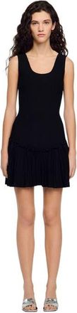 Sandro Short knit dress with ruffle in Black at Nordstrom, Size 40 Eu