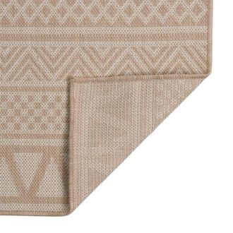 Berkfield Home Outdoor Flatweave Rug 100x200 cm Brown Stripes in Light Brown | Size: Medium
