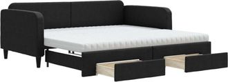 vidaXL Vidaxl - Sof&aacute; Cama Nido Con Cajones Tela Negro 100x200 Cm