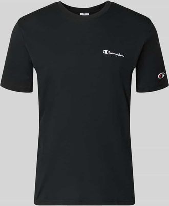 Champion T-Shirt mit Label-Stitchings und Rundhalsausschnitt in Black, Gr&ouml;&szlig;e XXL