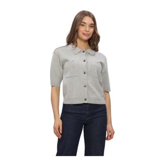 MY ESSENTIAL WARDROBE MWStino Gebreid Vest - Dames - Blouses & Shirts - Grijs - Maat: S Katoen