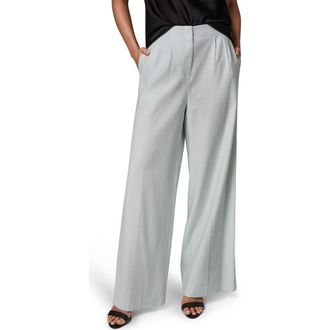 DKNY Wide Leg Linen Blend Pants in Skylight at Nordstrom, Size 14
