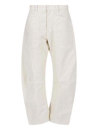 Nili Lotan Cream Shon Cotton Corduroy Rounded-Leg Pants
