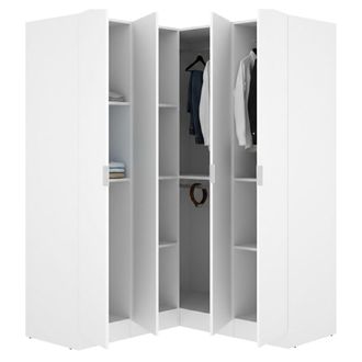 Dmora Armario Grande Woodbury, Guardarropa Dormitorio 8 Estantes, Barra, Cajones, 131x184h Cm Blanco