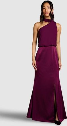 Coast One Shoulder Maxi Bridesmaid Dress in Fig at Nordstrom, Size 8