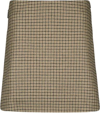 Moncler Geruite Mini Rok - Dames - Korte rokken - Beige - XS - Wol - Rokken