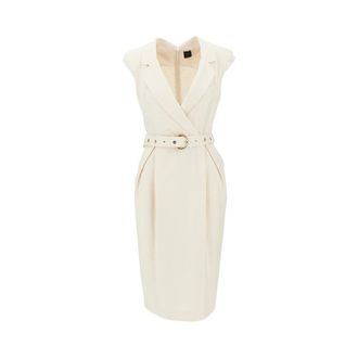 Pinko Panama fabric midi dress with belt Woman 40