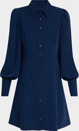Trina Turk Lanea Bishop-Sleeve Mini Shirtdress
