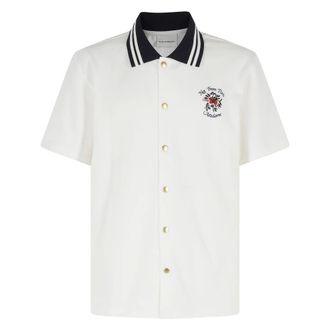 Dr&ocirc;le de Monsieur Short Sleeve Shirts, male, White, Size: S Chemise Piquee Slogan Rose