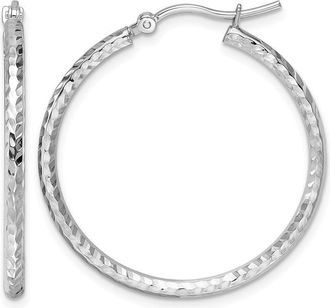 Diamond2Deal 10k White Gold 2mm Round Tube Hoop Earrings